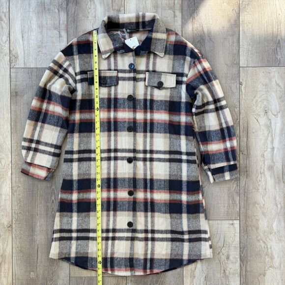 Pretty Garden Womens Plaid Shacket Size L Duster Soft Brushed Cabin Cozy NWT - Picture 10 of 12